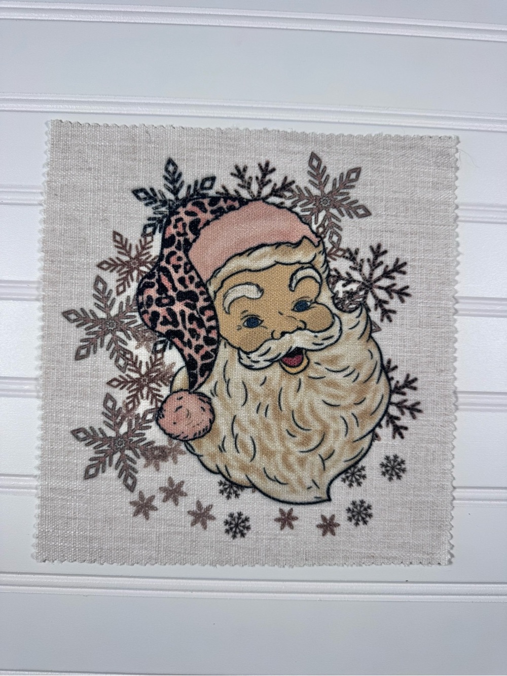 Pink Vintage Santa Holiday Fabric Patch